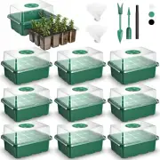 Green 10 Pack Seedling Starter Kit 120 Cells Reusable Seed Starter Tray for Gree