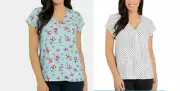 Hilary Radley Women's Ladies V-Neck Top Blouse