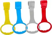 Infant Toddler Pull up Rings 4 Pieces Hanging Toys Walking Assistant Ring Crib Pull Ring Playpen Crib Hook for Baby Cot Red Grey
