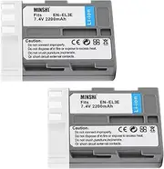 MINSHI EN-EL3E (2 Pack) Replacement Battery Compatible with Nikon D90 D100、D200、D300、D300s、D50、D70【7.4V 2200mAh】 High Performance Compatible Camera Battery 2023LF