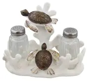 De Leon Collections Polyresin Brown Nautical Sea Turtle on White Coral Seaflo...
