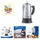 Electric Coffee Percolator, BPA Free, Keep Warm, Glass Clear Brew Progress Kn...