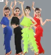 1set Latin Dance Set Ballroom Plus Size Fringe Tassel Pants and Top Solid Fringe