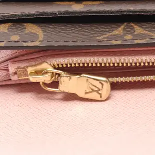 Louis Vuitton LV M60531 SARAH系列經典Monogram帆布印花暗釦信封長夾 粉色/ 平行輸入