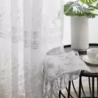 Embroidery Net Lace Curtain Panel Window Drape Eyelets Ring Top Sheer Home Room