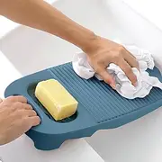 Wash Board, Washboard for Hand Washing Clothes, Plastics Laundry Scrub Board Household With Holder Portable (A-Navy blue)