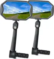 Bar End Bike Mirrors, High–Definition Convex Glass Lens for E-Bike Handlebars, 1