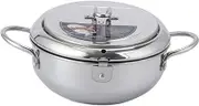 PEPLAYTAL Controllable Temperature Stainless Steel Fryer with Flip Lid Versatile Household Cooking Pot for Gas Induction Electric Stoves Lightweight Easy to Clean Deep Fryer for Home Kitchen