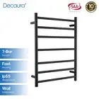 Decaura Wall Mounted Heated Towel Rail Rack 7 Rungs Black 304 Stainless Steel