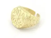 Battle Axe Signet Adjustable Ring Raw brass (9US - 12US inner size) 4737
