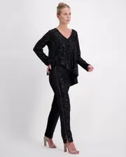 Suzie Q Sequins Adaptive Seated Pants - Wheelchair-Friendly Evening Wear with High-Back Design