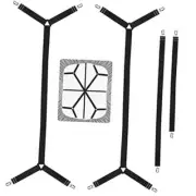 Bed Sheet Straps,Adjustable Elastic Sheet Fasteners,Secure 4pac/Black
