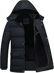 [PHJTOMK] Men's Fleece Lined Padded Quilted Puffer Jackets Thicken Puffer Jacket Big Tall Warm Hooded Winter Coat