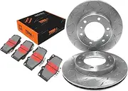 2 x Dimple Drilled & Slotted Front Disc Brake Rotors with Tora Brake Pads Set for Toyota Hilux LN106 RN105 & for Landcruiser FZJ75 HZJ70 HZJ73 HZJ75 PZJ70 PZJ73 1988~1999