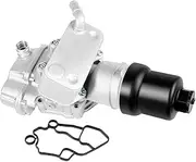 Aluminium Oil Filter Housing with Engine Oil Cooler Assembly 06F115397H Fit for VW Passat GTI Jetta Eos Golf Audi A3 A4 TT Ouattro Volkswagen FSI 2.0L Turbo 2005-2013 Replace 06F115397K