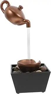 PHENOFICE Indoor Tabletop Fountain Small Waterfall Decor Home Office Relaxation Mini Desktop Ornament with Led Lighting
