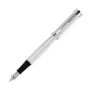 Conklin Herringbone Signature Fountain Pen in Silver - Omniflex Nib - NEW in Box