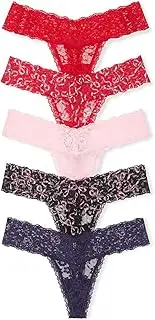 [Victoria's Secret] Women's Lace Thong Underwear, Panties for Women, Multi Pack, Bows Mix (M), Solids & Animal Print, X-Large