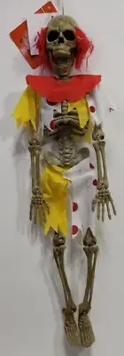 Spooky Village Dress Up Hanging Skeleton Posable Clown Halloween Costume 16"