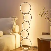 43.3" Modern Floor Lamp, Ring Standing Lamp, Dimmable, Metallic Feel, Artistic T