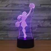 Cheerleader 3D Illusion Night Light 7 Colors Change Touch Lamp for Bedroom Gift