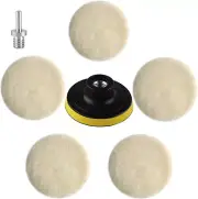 7 Pcs 3 Inch Wool Polisher Buffing Wheel Small Buffing Pads for Drill Buffer Att