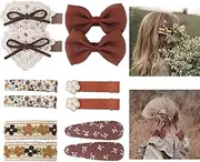 Pack of 12 Hair Clips Girls, Embroidery Flowers Shaped Lined Hair Clips Snap Hair Clips with Full Bow Covered Girls Hair Accessories for Babies Children Toddlers Women (Style A)