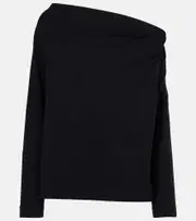 [Dries Van Noten] Dries Van Noten Gathered cotton jersey top AU 10 black
