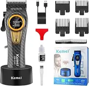 KEMEI Professional Hair Clipper for Men, Electric Cordless Hair Trimmer, DLC Blades, 5000-9000 RPM Turbo Motor, USB Rechargeable