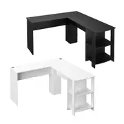Oikiture L-shape Computer Desk Home Office Writing Desk w/ Storage Shelves