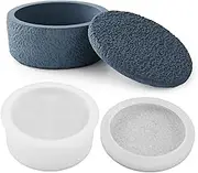 LSLEVA Storage Box with Lids, Creative Silicone Candle Vessels Pot Molds, Concrete Round Stripe with Cover Bottle Making Moulds for Storage Holder (A-Rough)