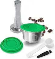 for Dolce Gusto Reusable Pods Compatible with Dolce Gusto Piccolo & Genio S Machine Stainless Steel Metal Refillable Coffee Capsule Filter Refill Pod with Coffee Tamper