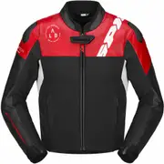 Spidi DP Progressive Hybrid Motorcycle Leather Jacket, black-red, Size 52 for Men Black Red