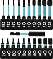 21Pcs Hex Screwdriver Bits Set 1/4inch Hex Shank Magnetic Tip Hexagonal Bit Set S2 Alloy Steel Screwdriver Bit Tool H1.5 H2 H2.5 H3 H3.5 H4 H5 H6 H7 H8 H10 for Cordless Screwdrivers