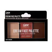 OXX Cosmetics 3 Piece Cream Face Palette - Light/Medium