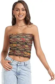 [RPLIFE] Bold Spices Black Tube Top Strapless Tube Top, Sheer Tube Tops, Trendy Crop Tops (S)