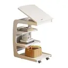 C Shaped Side Table, Laptop End Table with Wheels, Adjustable Angle, 4 Tiers,