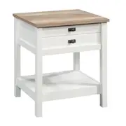 Sauder Cottage Road Bedside Table 2 Drawer Hamptons Side Table Nightstand White