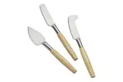 3pc Ecology Alto Rubberwood Stainless Steel Cheese Knife Slicer Set Natural