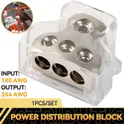 3-Way Car Power Ground Wire Distribution Block for Audio Amp Systems 0GA / 4GA