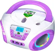 TinyGeeks Tunes Kids Boombox CD Player for Children + FM Radio + Includes Batteries + Purple Radio - CD Player Children with Speakers Children and Toddlers - Purple