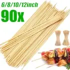90Pcs Bamboo Skewer Sticks 6/8/10/12inch Natural Wood Barbecue Long Skewers Part