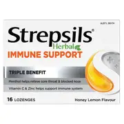 [Strepsils & Strepfen] Strepsils Herbal Immune Support Honey Lemon Lozenges 16 Pack