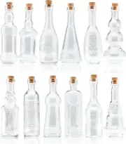 Small Mini Clear Vintage Glass Bottles with Corks, Mini Vases, Decorative, Potio