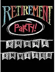 Creative Party Chalk Board Retirement Invitations (Pack of 8) (UK Size: One Size) (Black/White)