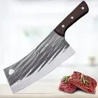 Meat Cleaver Knife Kitchen Chef Butcher Slicing Chopping Bone Forged Steel Wood