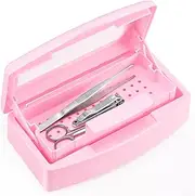 Joliday Nail Tool Sterilizer Box, Plastic Sterilization Tray Storage Organizer for Tweezer, Eyelash Extensions, Nail Implement for Esthetician (Pink)