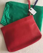 Constanza Franco 100% Leather Blue & Red Clutch. Made in Colombia