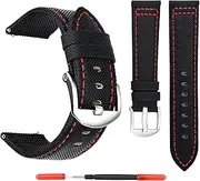 [UOEPOWA] Quick Release Nylon Sport Watch Strap Compatible with Fossil Tissot Suunto Etc, 20mm 22mm 24mm Replacement Watch Band with Stainless Steel Pin Buckle & Stitching, Replacement Tool Included