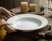 4PCS Grid Flat Plate Disc Household Disc Creative Nordic Ceramic Dish Serving Plate White Hotel Tableware